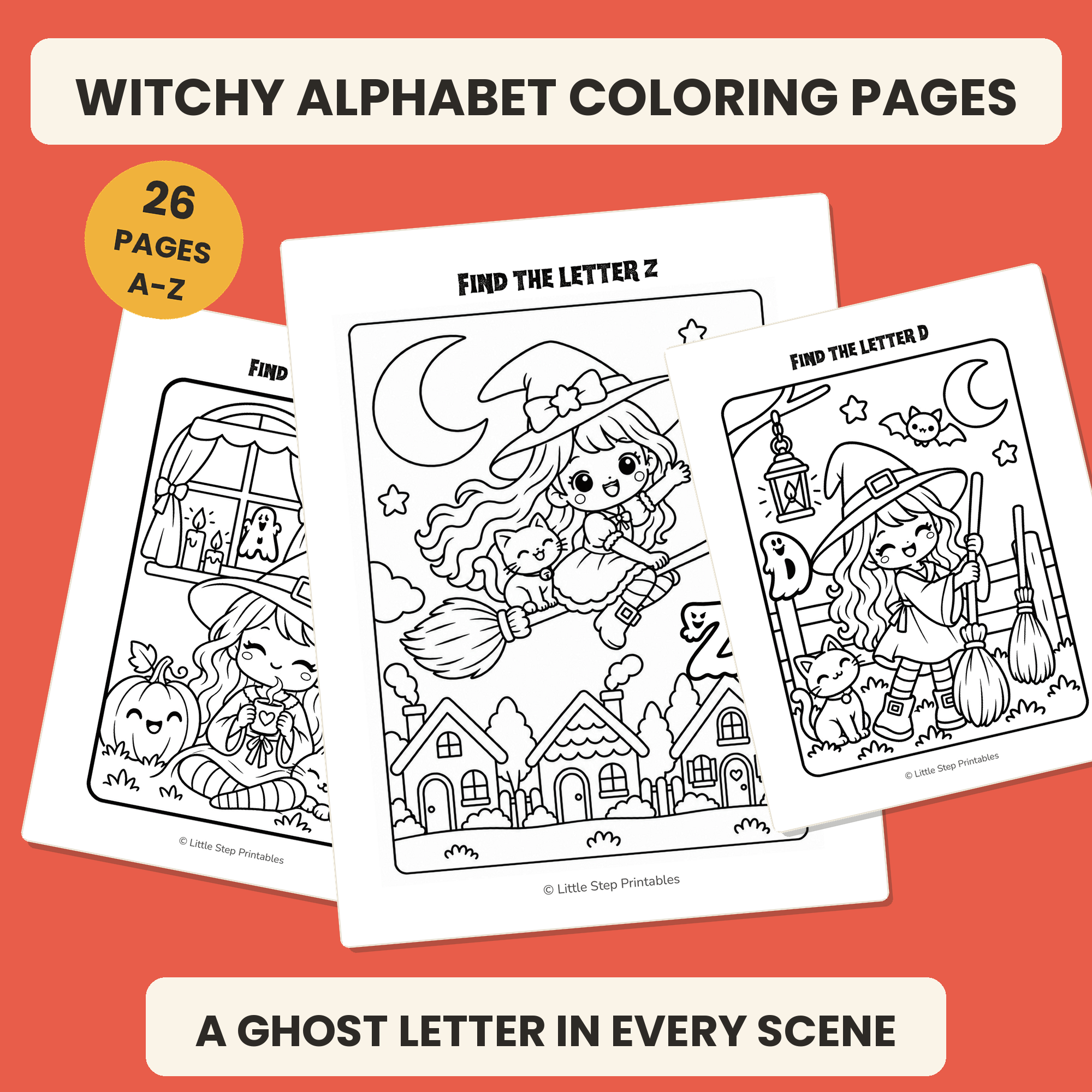 New in the Shop: Witchy Alphabet Coloring Pages (A to Z)